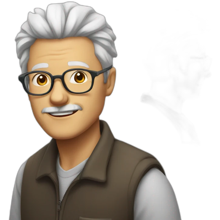Older man white hair out glasses and without mustache emoji