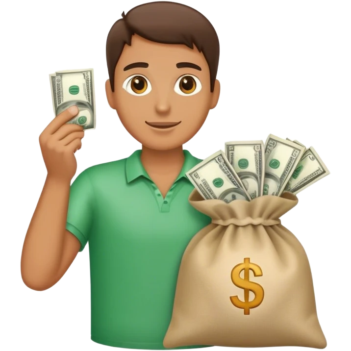 A bag of money on the pal of a hand emoji
