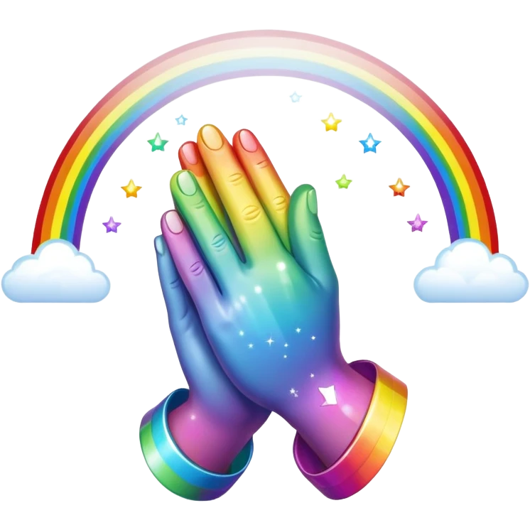 Praying hands rainbow sparkle emoji