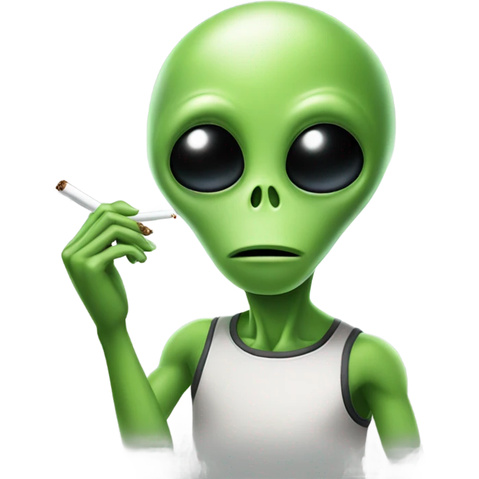 green alien smoking weed  emoji