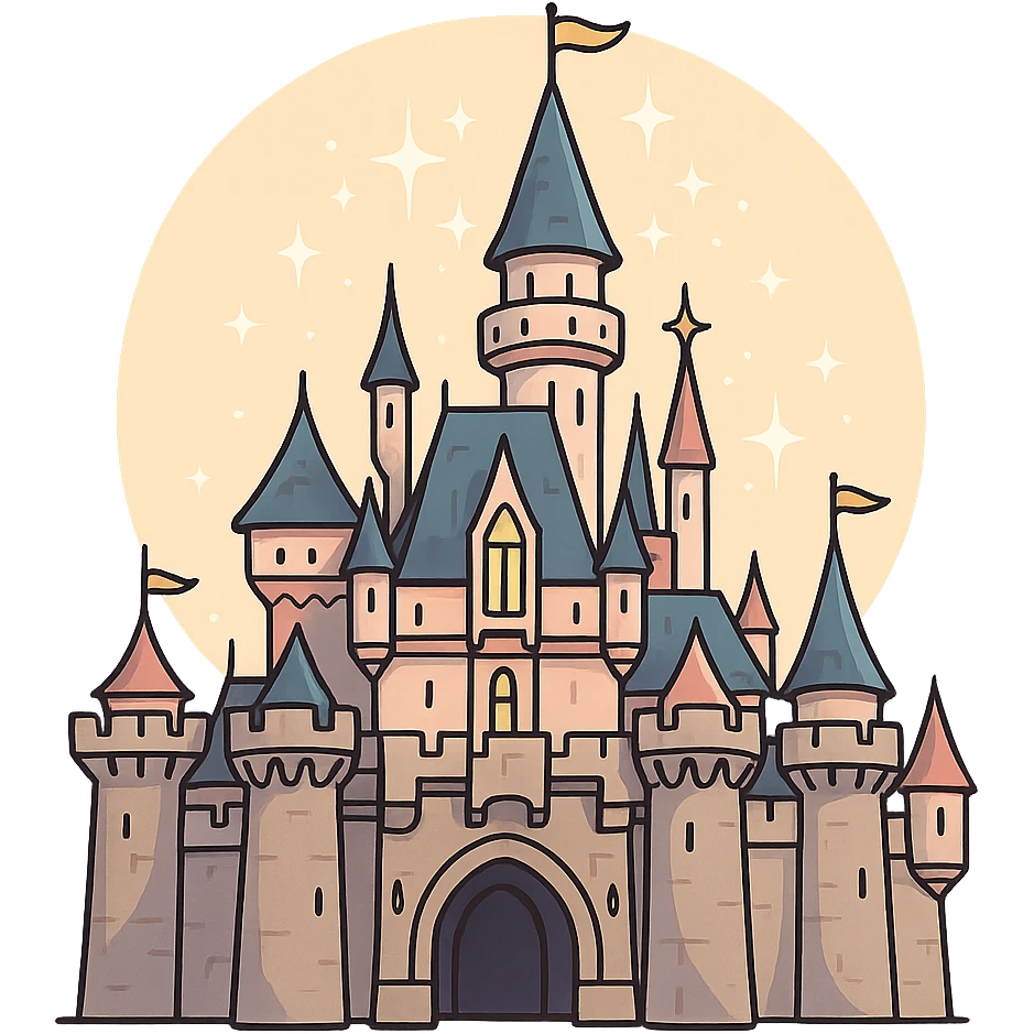 magical castle with sparkling lights, reminiscent of Disney theme parks emoji