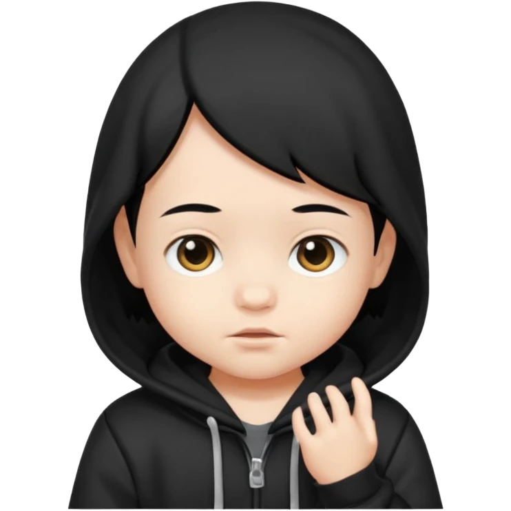 baby with black hair and black hoodie emoji