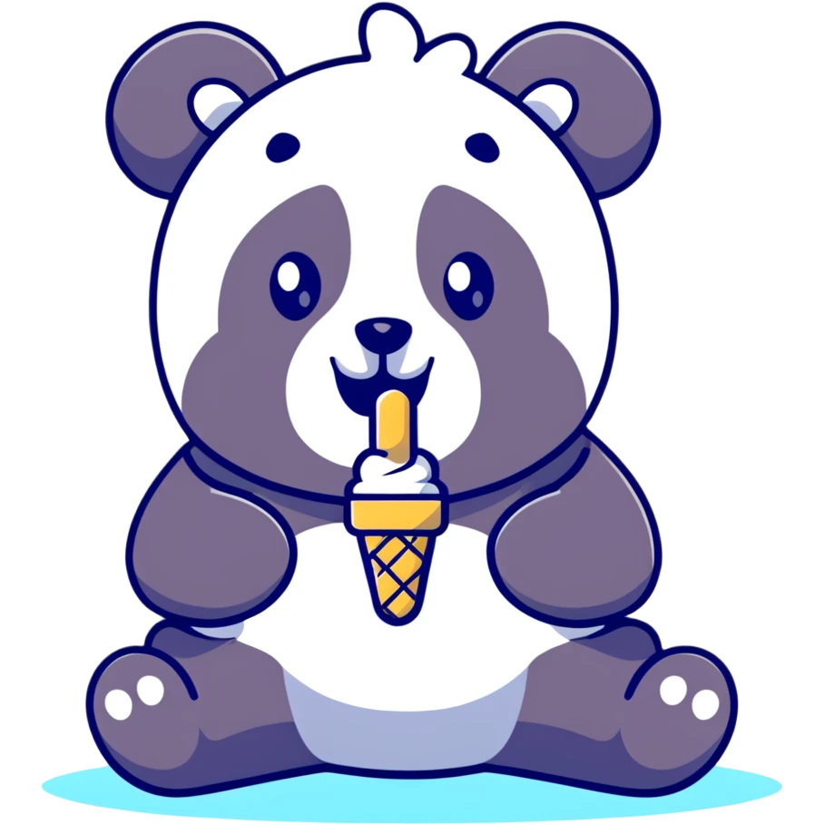 Panda eating ee ice cream emoji