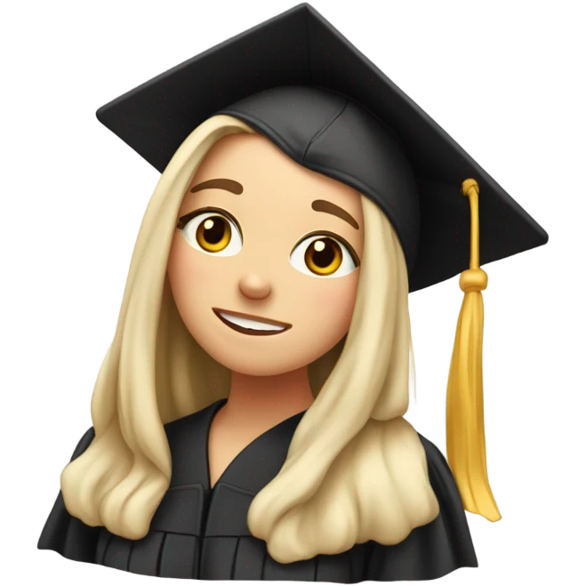 Graduated white girl with crying with a sad smile emoji