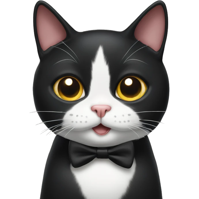 tuxedo cat with quirky face emoji