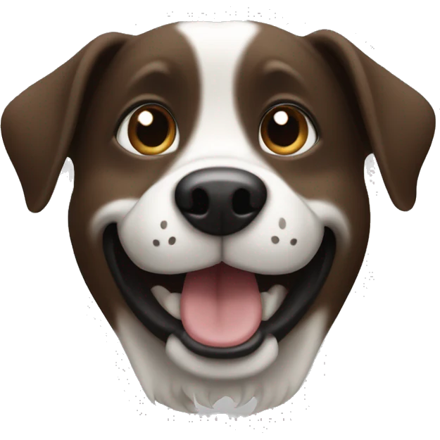 black, brown and white happy dog head emoji