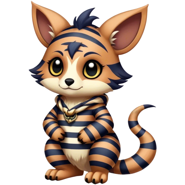 cute Kawaii edgy shy fantasy animal fursona Fionbri Vernid creature by griffsnuff & LiLaiRa & Falvie with with cool stripes patterns full body emoji