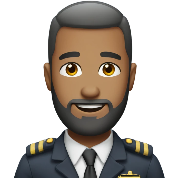 Airline Pilot with buzz cut and a stable beard emoji