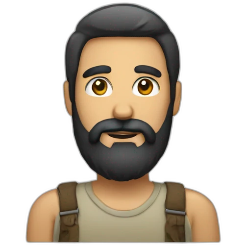 man with long black beard and short mustache emoji