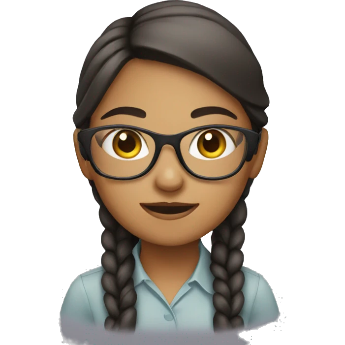 girl wearing glasses working hard emoji