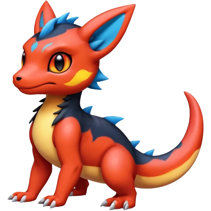 Cute Exotic Colorful Guilmon-Salandit-Umbreon-Charmeleon-Fakémon-hybrid-creature (full body)  emoji