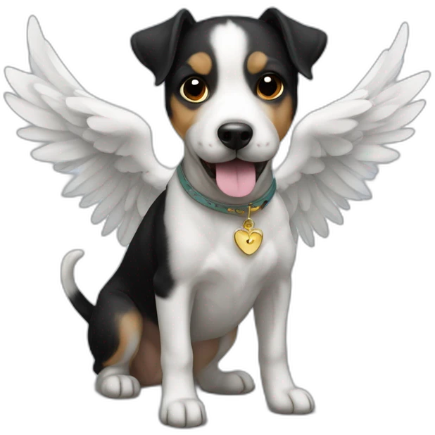 black jack rusell terrier with angel wings emoji