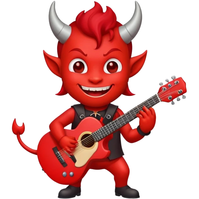 милый чёртик с гитарой emoji