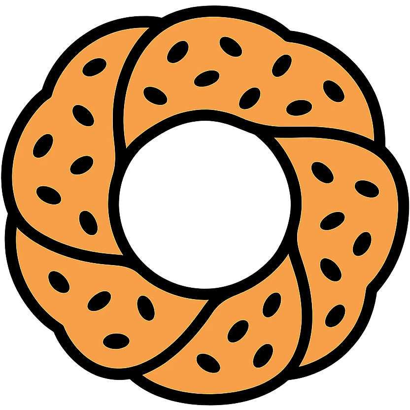 simit, Turkish sesame bread ring colored icon with sesame seeds emoji