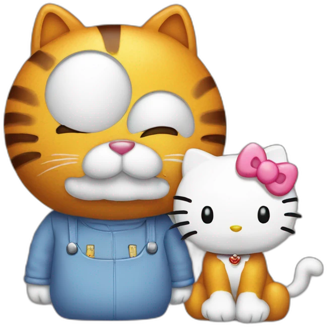 Garfield in couple with Hello Kitty emoji