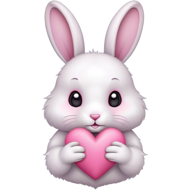 rabbit hold a pink heart for love emoji