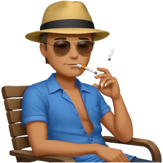 مردی در حال سیگار کشیدن و انتظار emoji