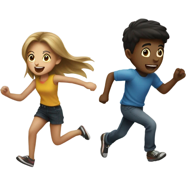 Girl chasing boy  emoji