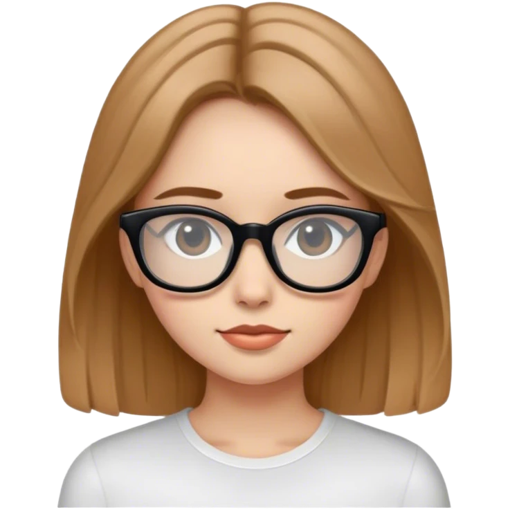 A asthetic light brown hair girl with black glasses emoji