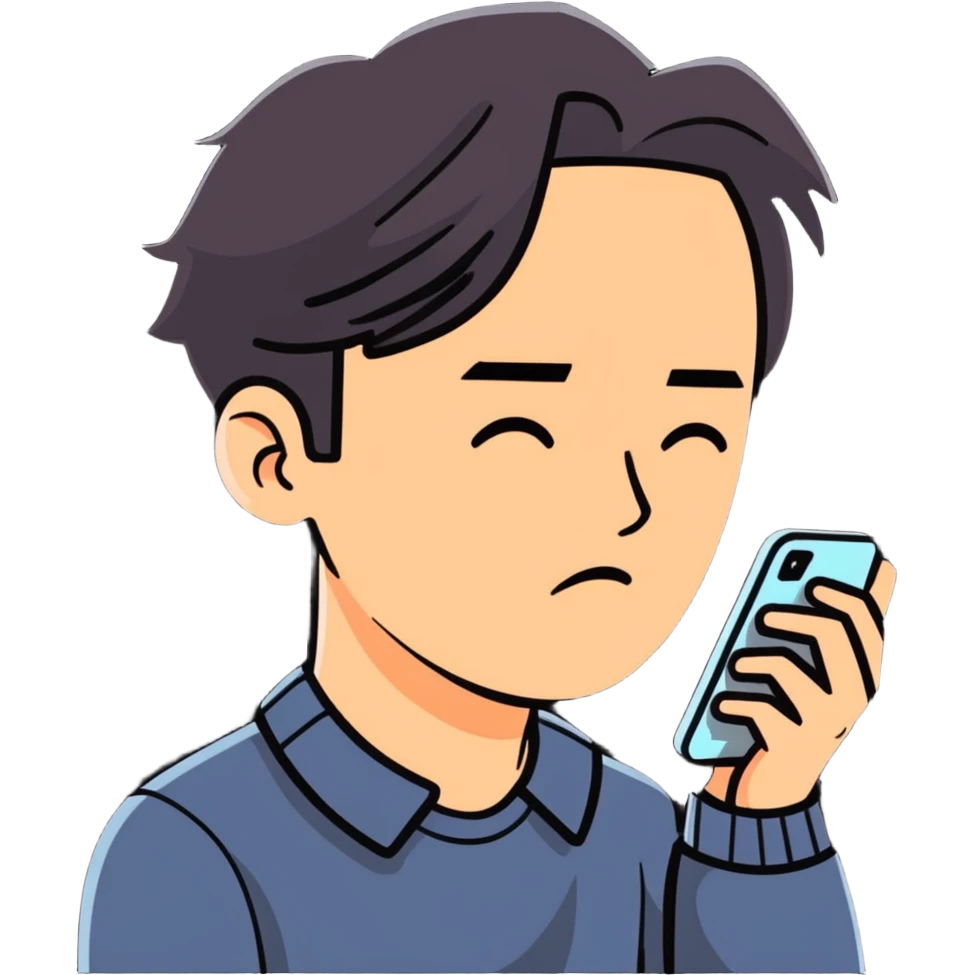 person squinting eyes because can't see phone clearly emoji