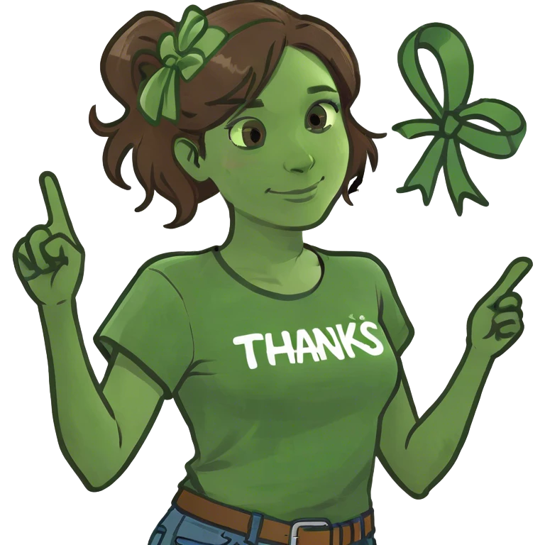 Brown hair woman with ribbon on hair say thx emoji