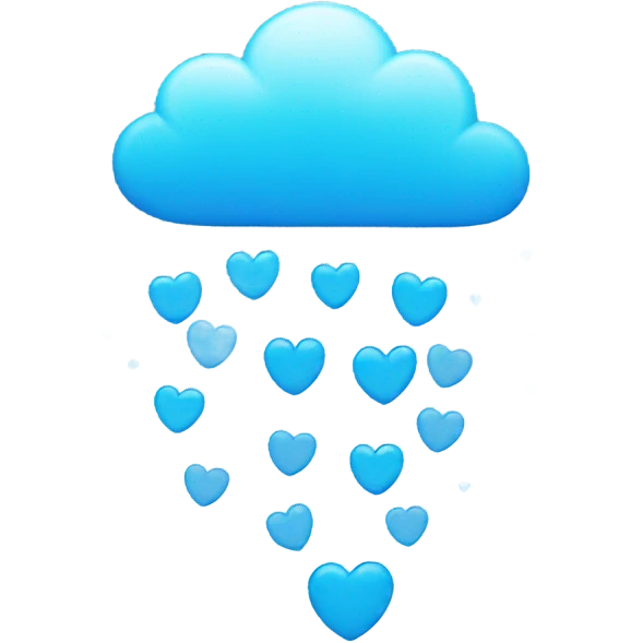 Cloud raining blue hearts emoji