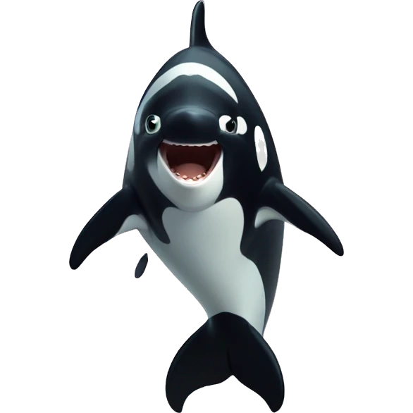 Orca whale face super surprised and excited very expressive cute emoji
