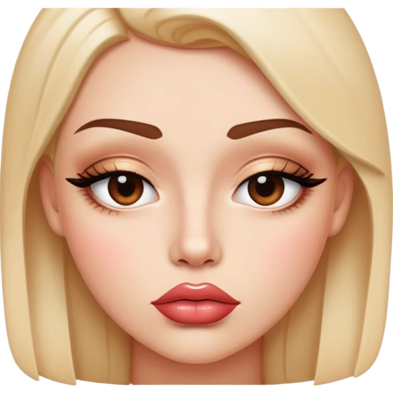 full glossy pouty baddie lips with lip liner emoji