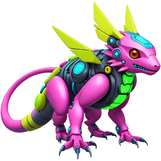  exotic futuristic lush warm-colored modern colorful neon-colored cyber-Fakémon-Digimon-Trico-creature emoji