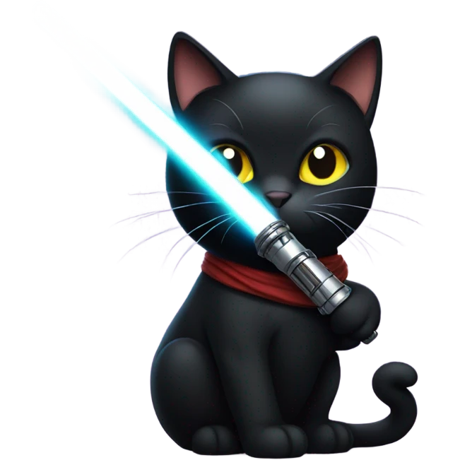 Black cat with lightsaber emoji