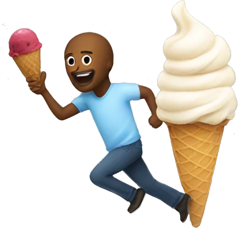 Ice cream chasing a man emoji