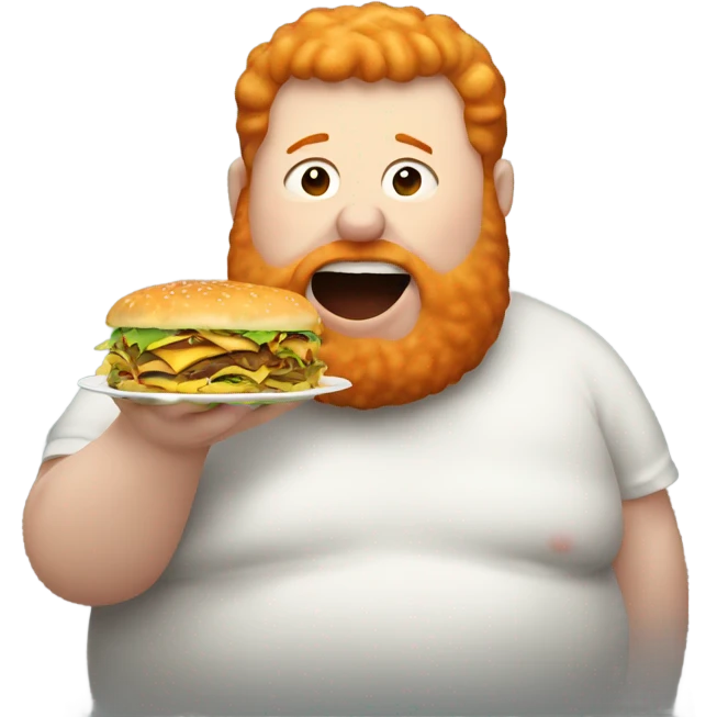 fat ginger man eating a lot of food  emoji
