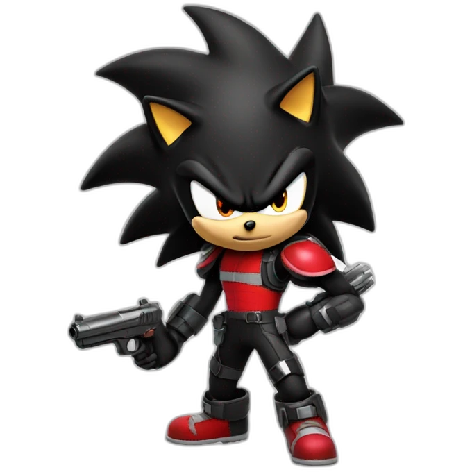 Shadow the hedgehog with a pistol emoji