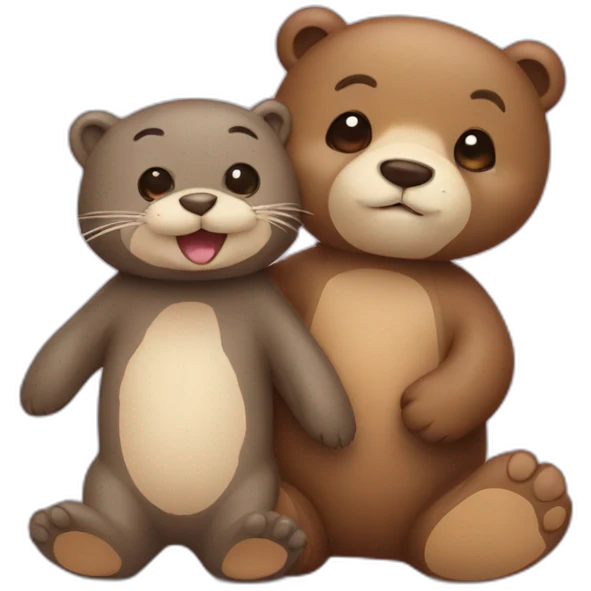 an otter and a teddy bear in love emoji