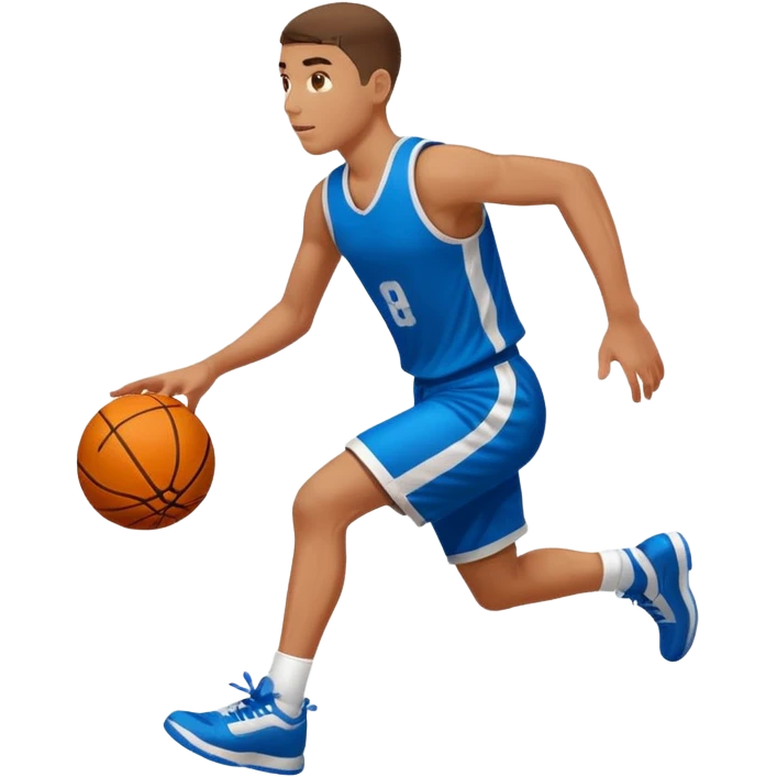 Basketball player running and dribbling the ball, sideways emoji