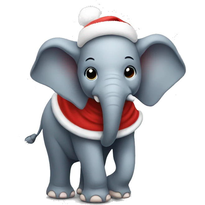 Elephant with a Christmas hat emoji