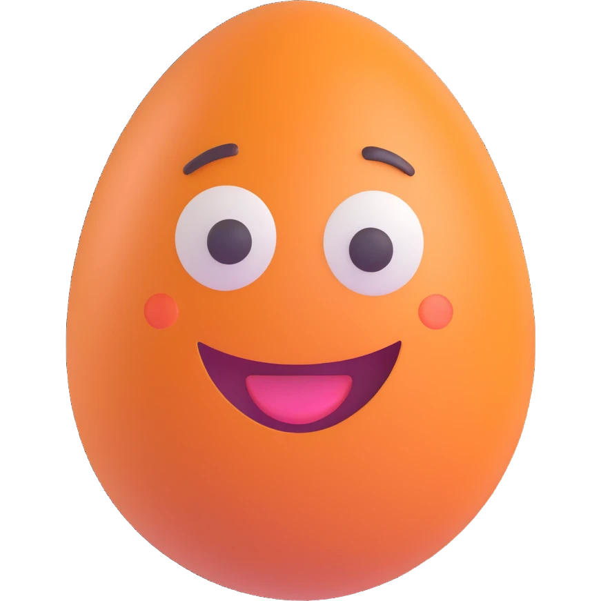 3D emoji style egg with a happy face emoji