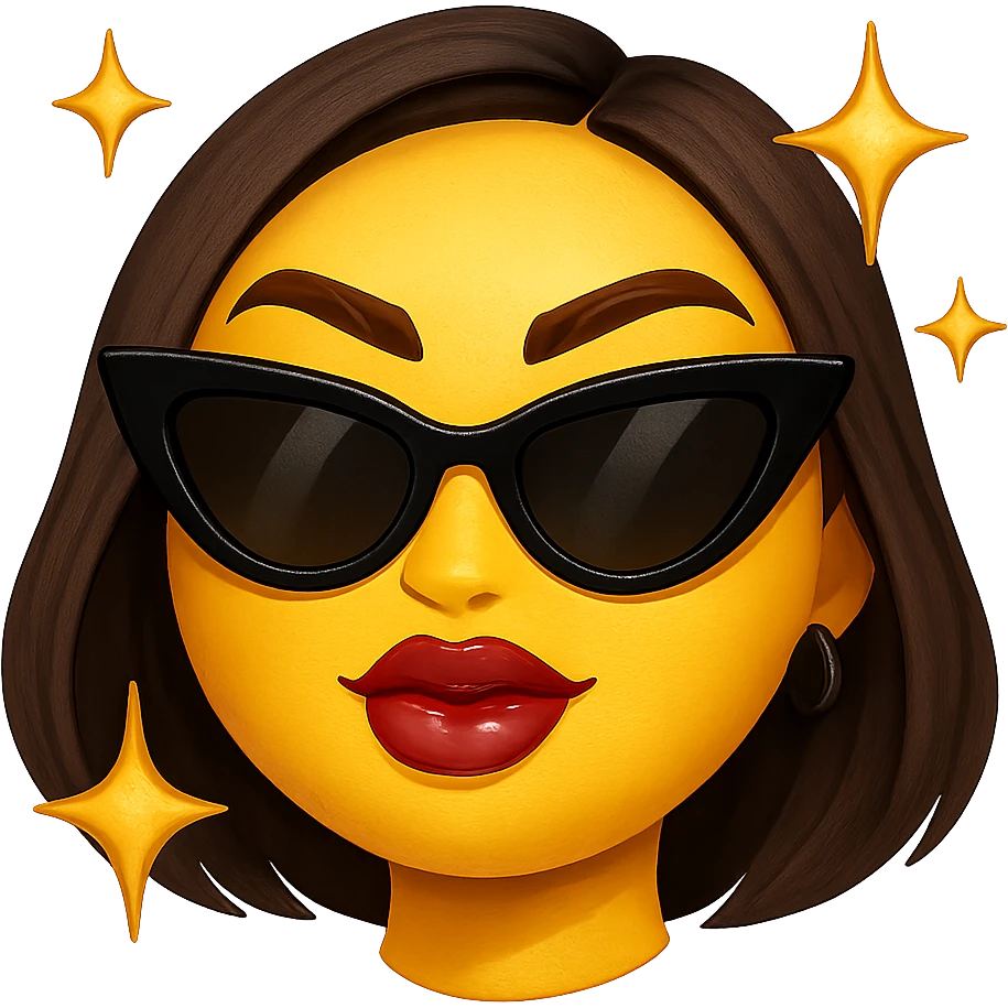 slay emoji, confident and glamorous, stylish, no background emoji