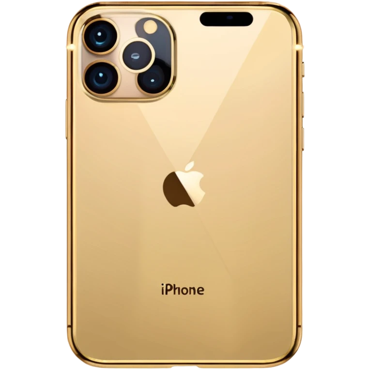 Gold border iPhone 16 Pro Max with no notch frontview emoji