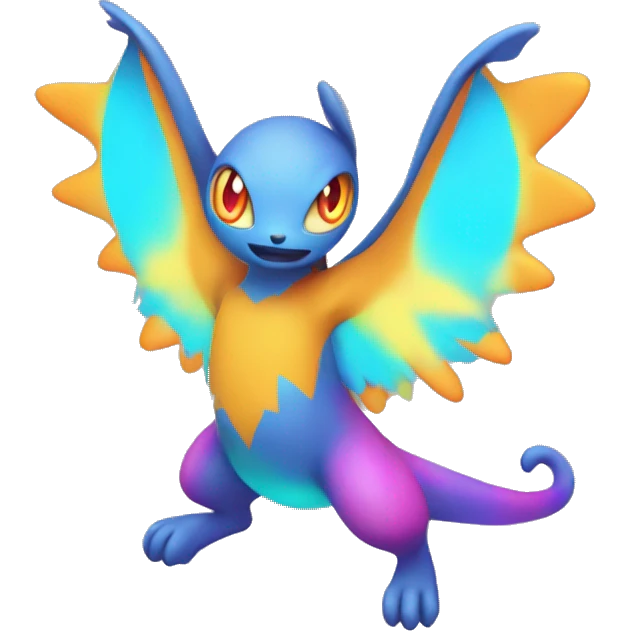 Colorful Neon Colors Flying Fakémon-Pokémon-Creature Full Body emoji