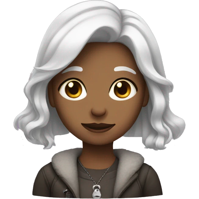 white-haired girl with puppy ears emoji