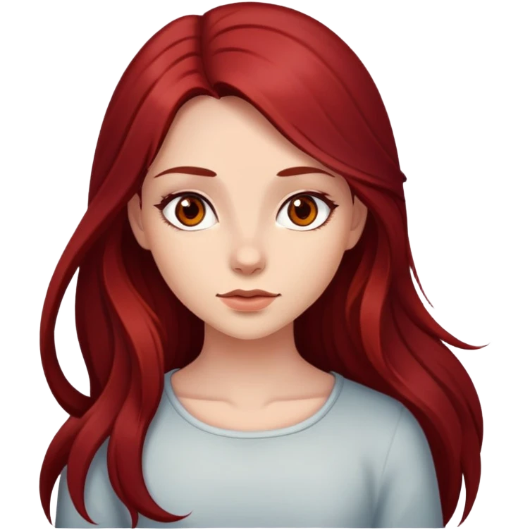 a girl with long dark red hair brown eyes  emoji