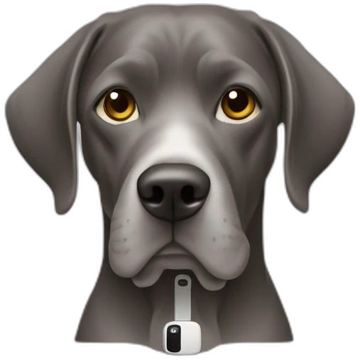 Braque de weimard avec un téléphone portable emoji