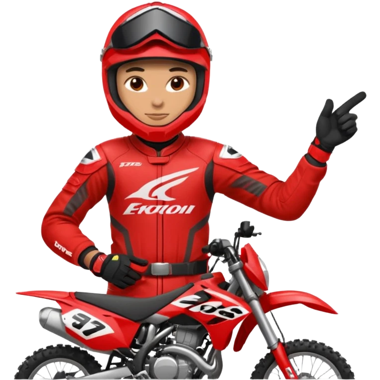 dirtbike rider in red gear signing autographs emoji