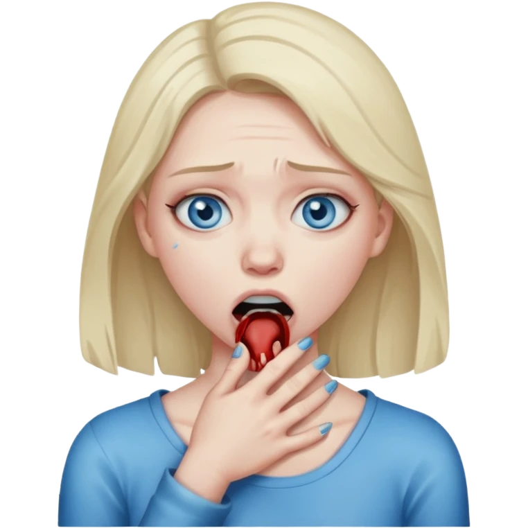 Woman choking herself emoji