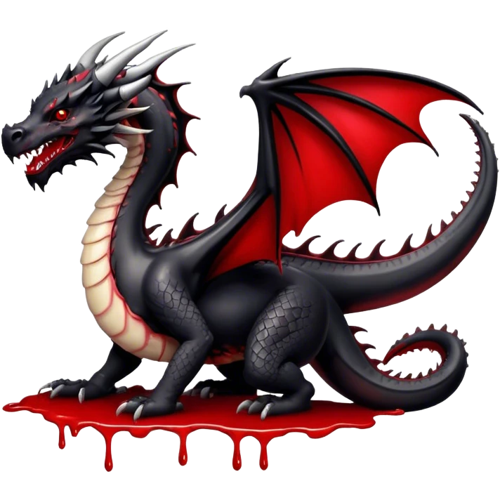 Black dragon with blood drips emoji