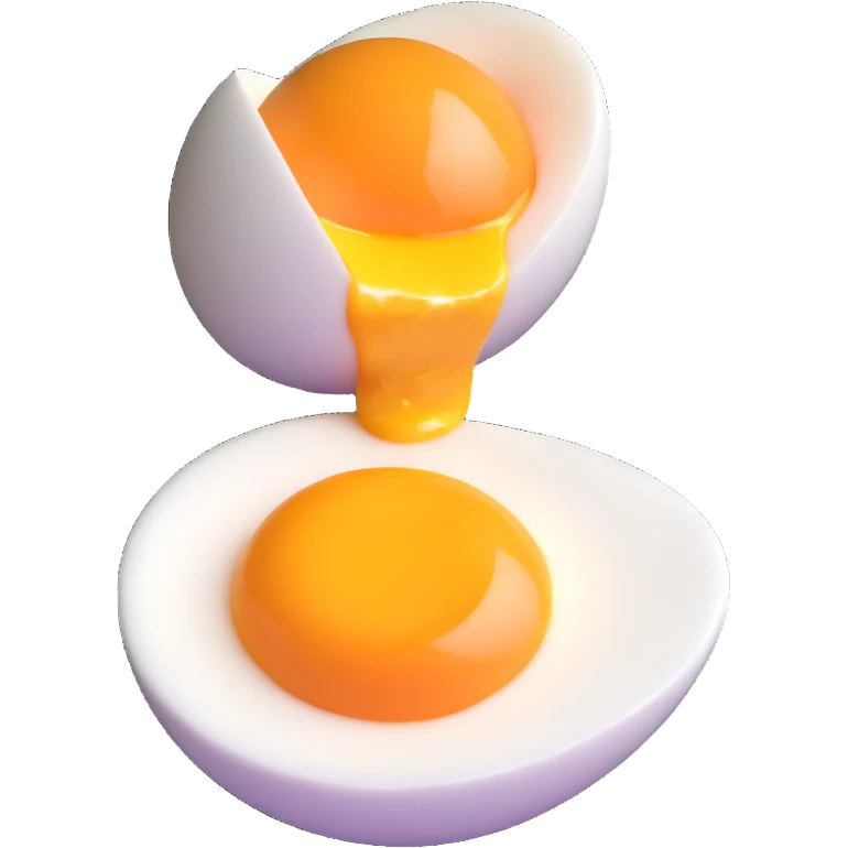 halved soft-boiled egg, clean, minimal, cute, well-lit, soft shadow, white background emoji