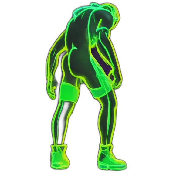 Juicy booty neon sign style man emoji