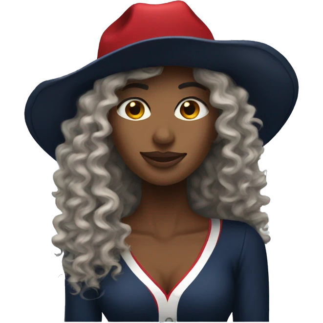 HOUSTON TEXANS hat woman with long curly hair  emoji