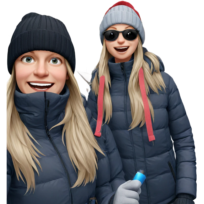 girls enjoying winter outdoors emoji